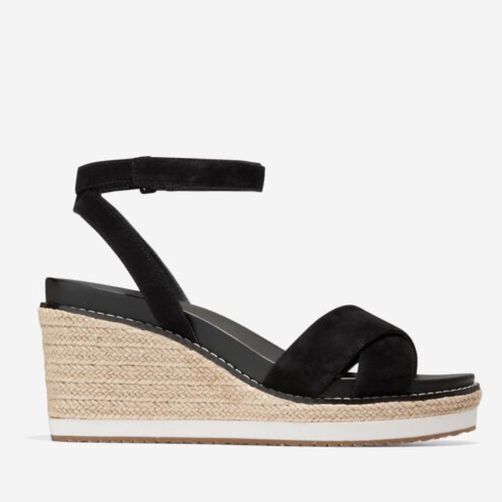 Brand NWT in box Cole Haan Cloud Espadrille wedge sandal. Size 8.5 Black